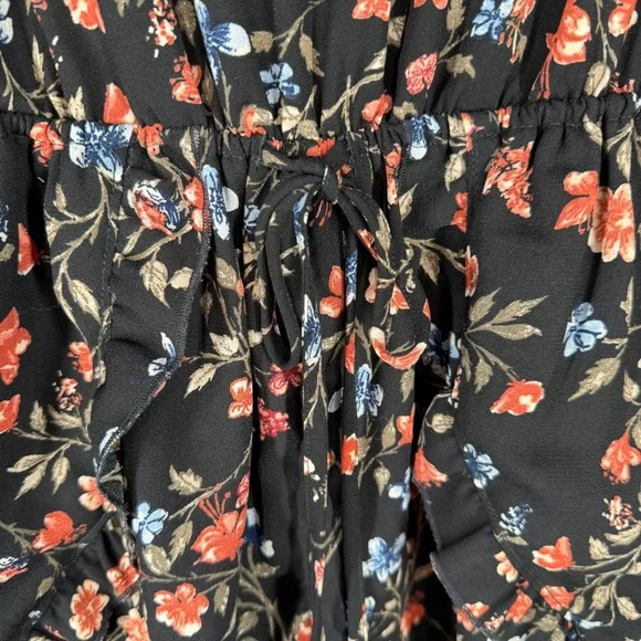 Abercrombie & Fitch Black Floral Ruffle Romper Women’s Size Small - Picture 7 of 10